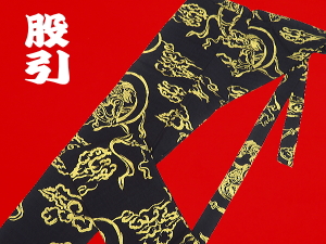 義若オリジナル股引き 金彩・風神雷神(黒金)